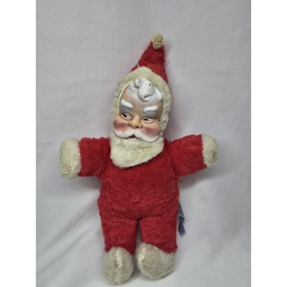 Vintage Christmas 1950s 1960’s Rubber Face Santa Claus Plush